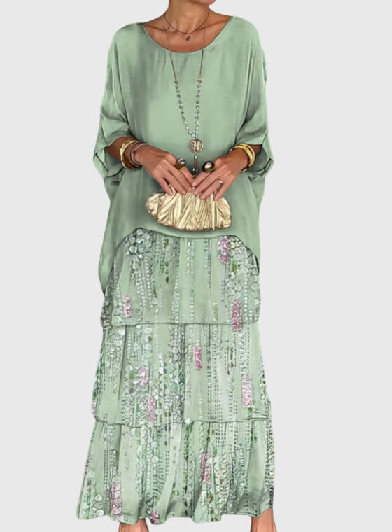 Women's Bohemian Tiered Maxi Dress with Shorts