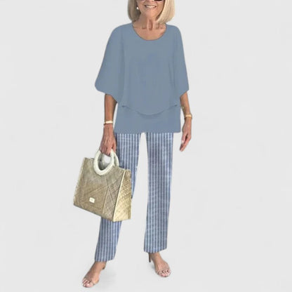 Women's Patterned Two-Piece Top and Pants Set