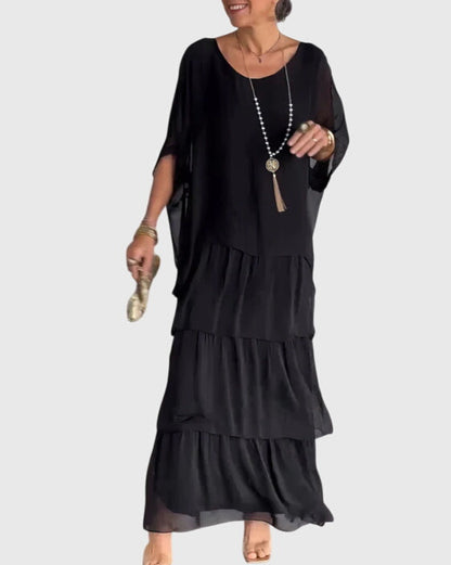 Women's Bohemian Tiered Maxi Dress with Shorts