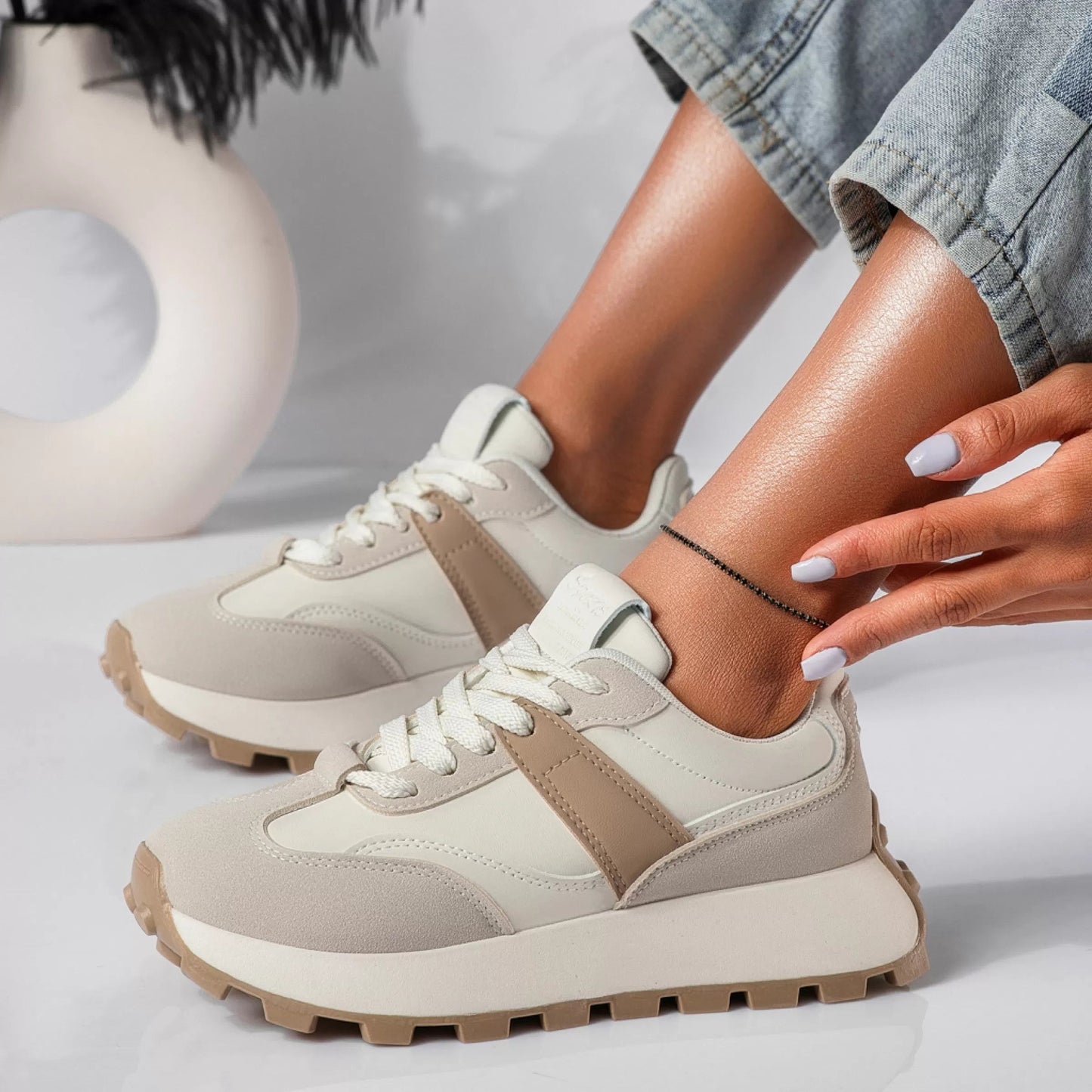 Women's Thick-Sole Lace-Up Platform Sneakers