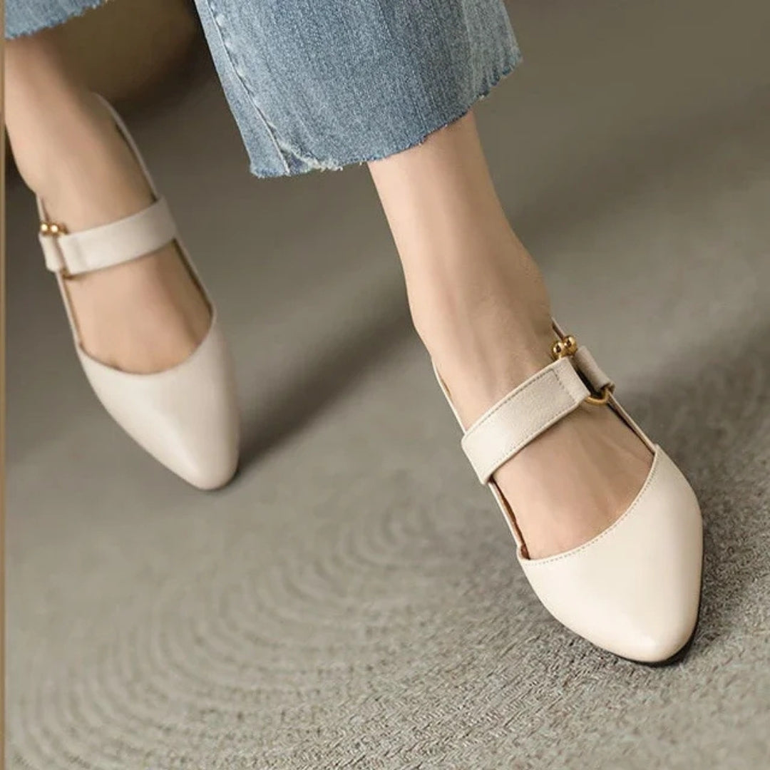 Women's Pointed-Toe Mary Jane Block-Heel Slingbacks