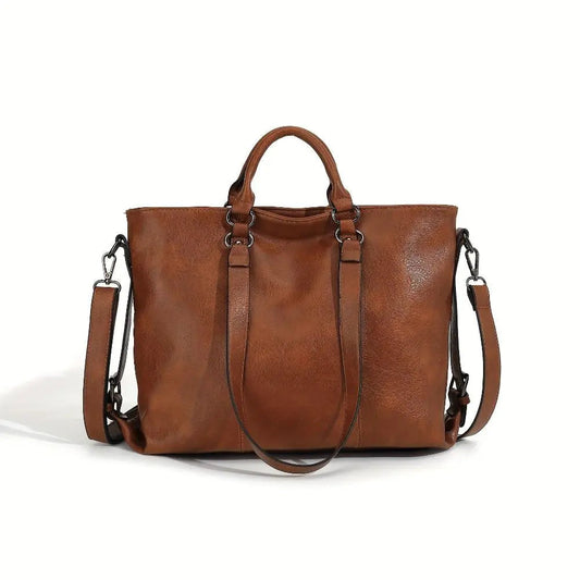 Women's Vintage Faux Leather Tote Bag