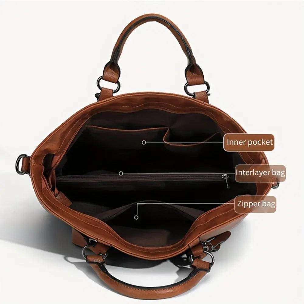 Women's Vintage Faux Leather Tote Bag