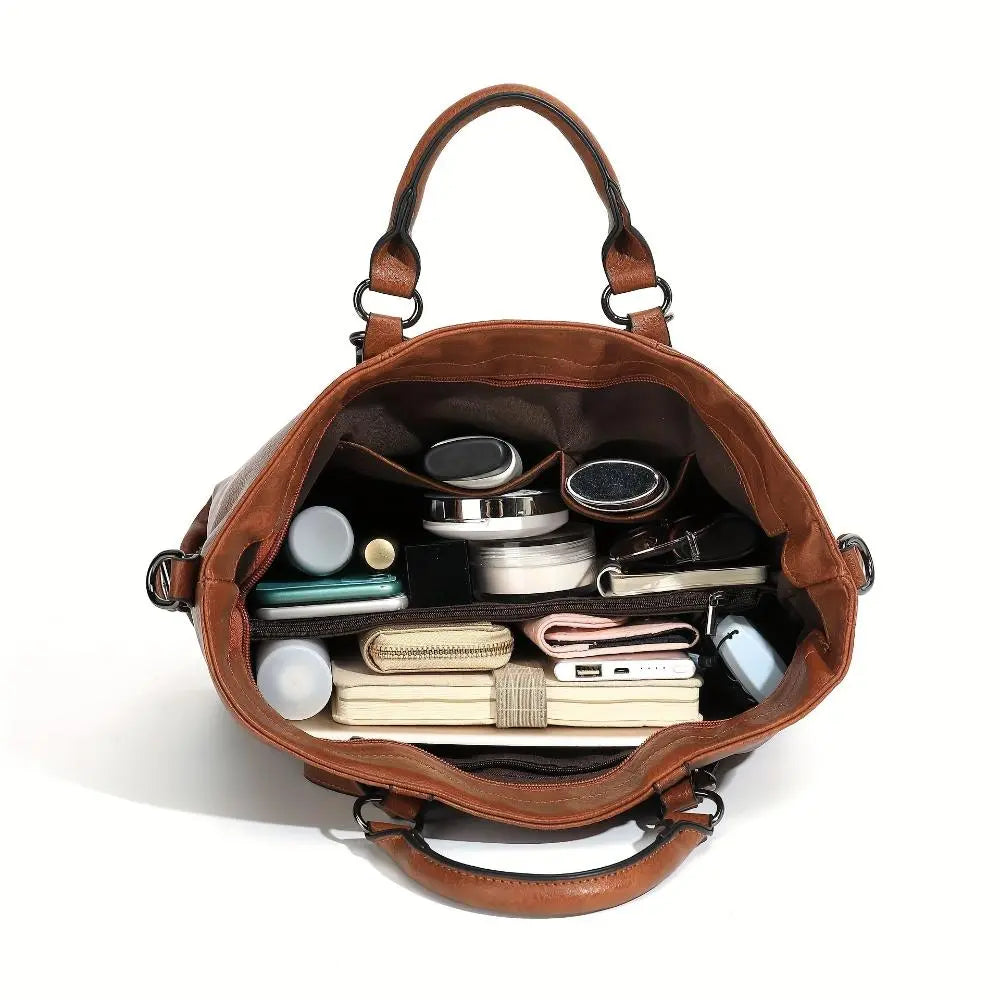 Women's Vintage Faux Leather Tote Bag