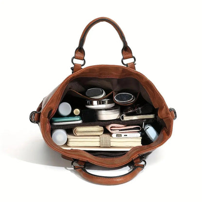Women's Vintage Faux Leather Tote Bag