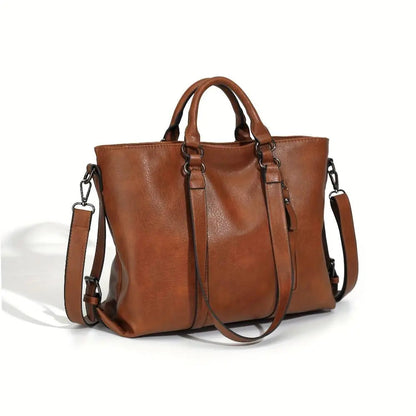 Women's Vintage Faux Leather Tote Bag