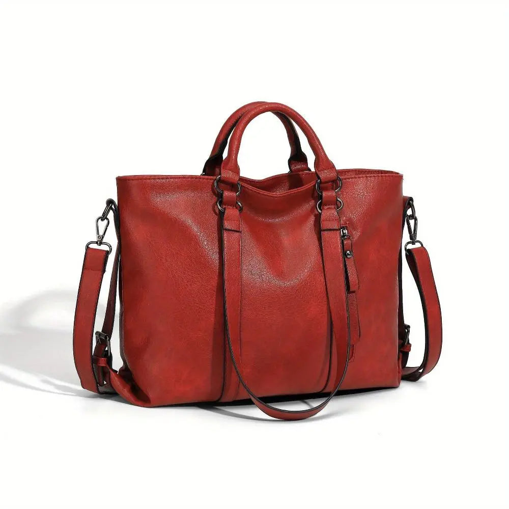 Women's Vintage Faux Leather Tote Bag