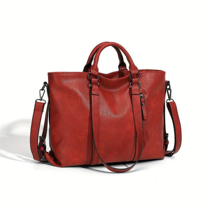 Women's Vintage Faux Leather Tote Bag
