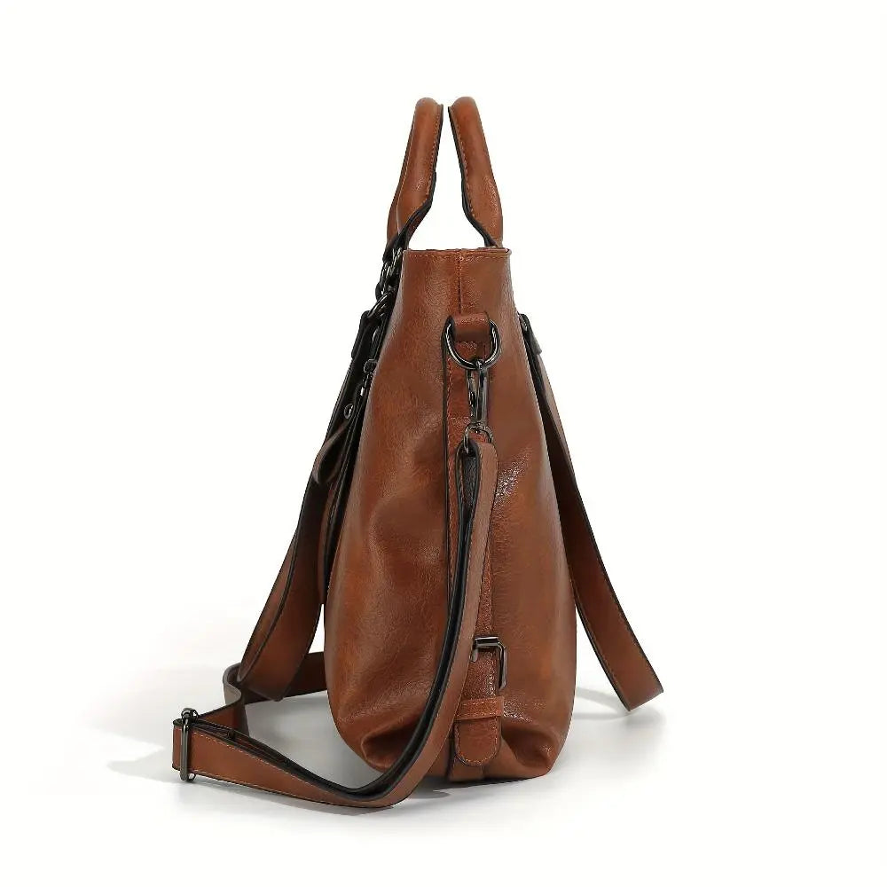 Women's Vintage Faux Leather Tote Bag