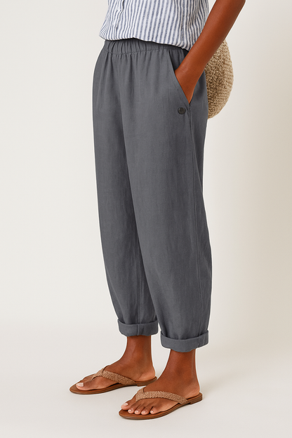 Women's Casual Cuffed Trousers with Pockets