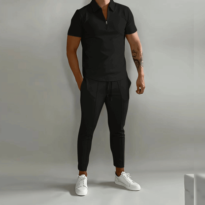 Men's Zip-Up Shirt and Trousers Co-Ord Set