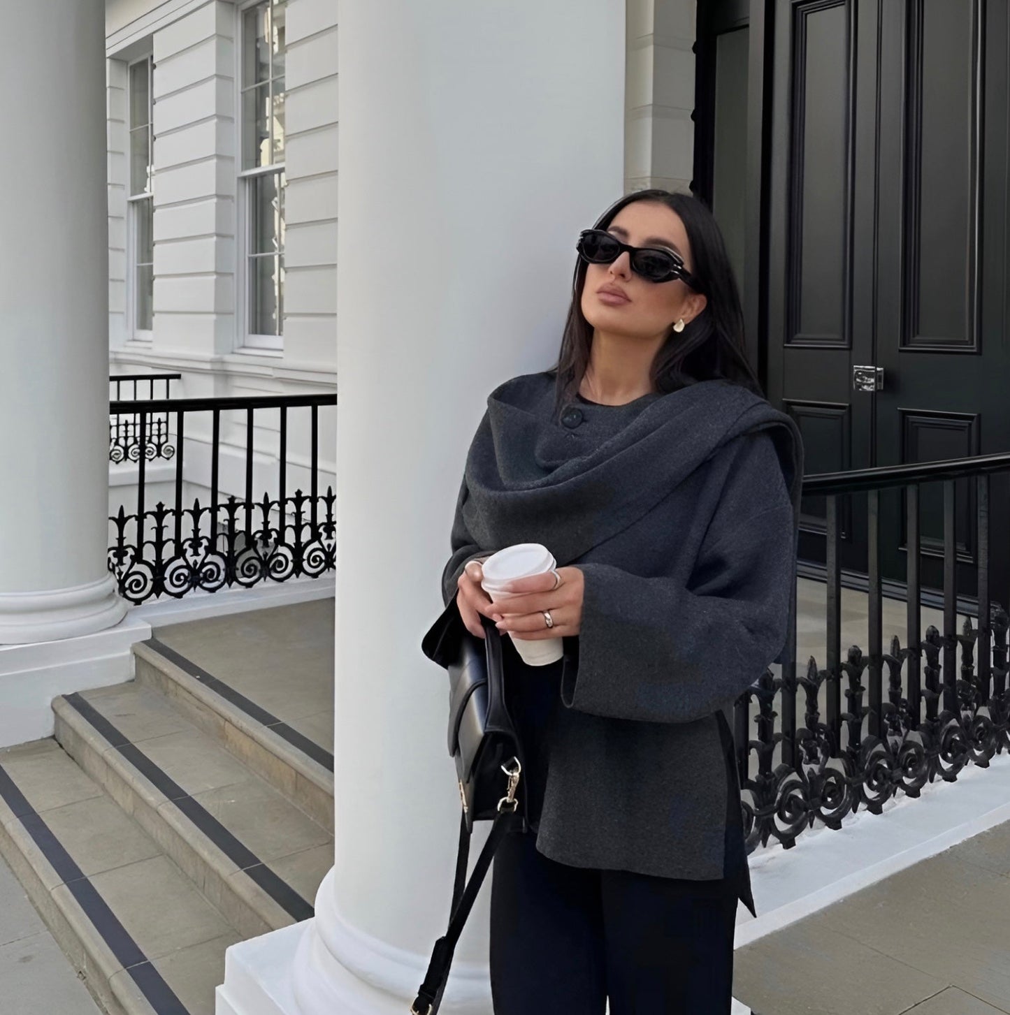 Women's Draped Cape-Style Outerwear Coat