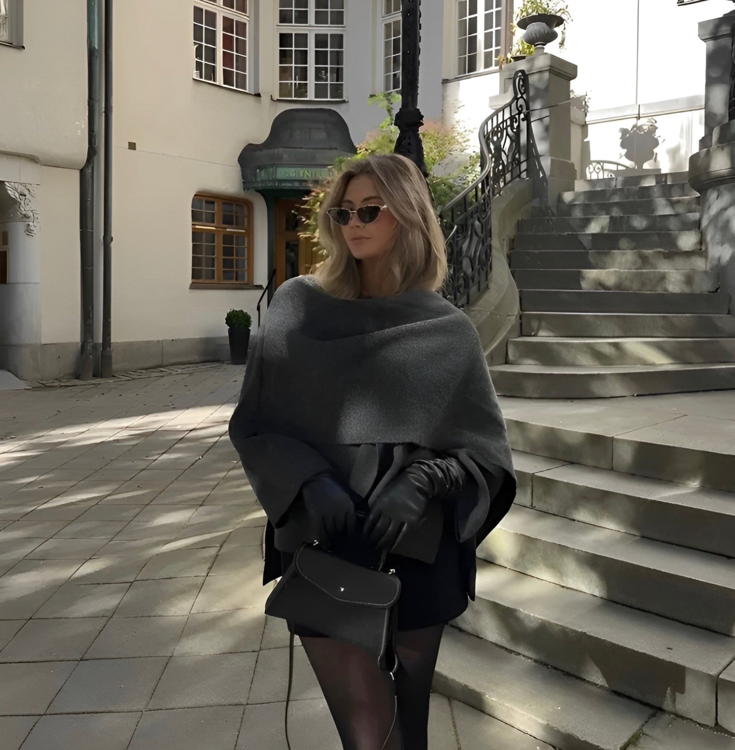 Women's Draped Cape-Style Outerwear Coat