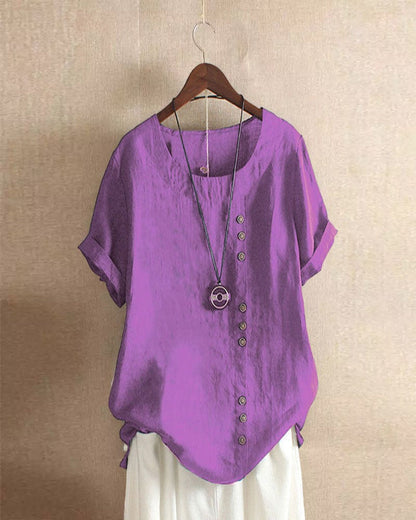 Women's Casual Summer Button-Accent Blouse