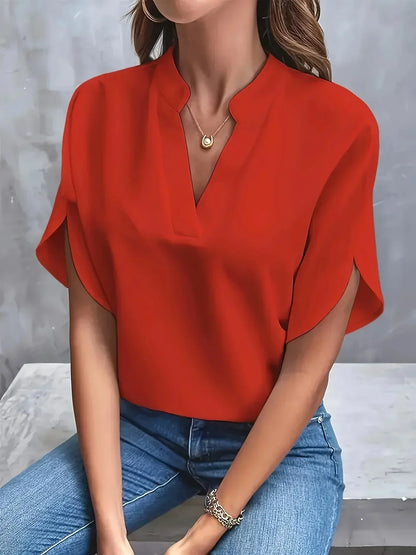 Women's Split-Sleeve V-Neck Elegant Blouse