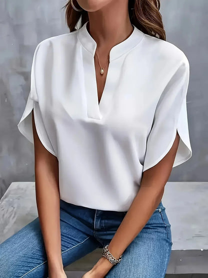 Women's Split-Sleeve V-Neck Elegant Blouse