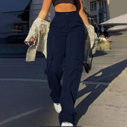 Women's High-Rise Streetwear Cargo Trousers