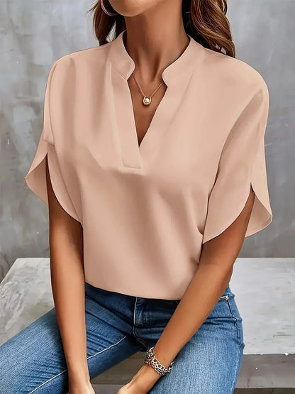 Women's Split-Sleeve V-Neck Elegant Blouse