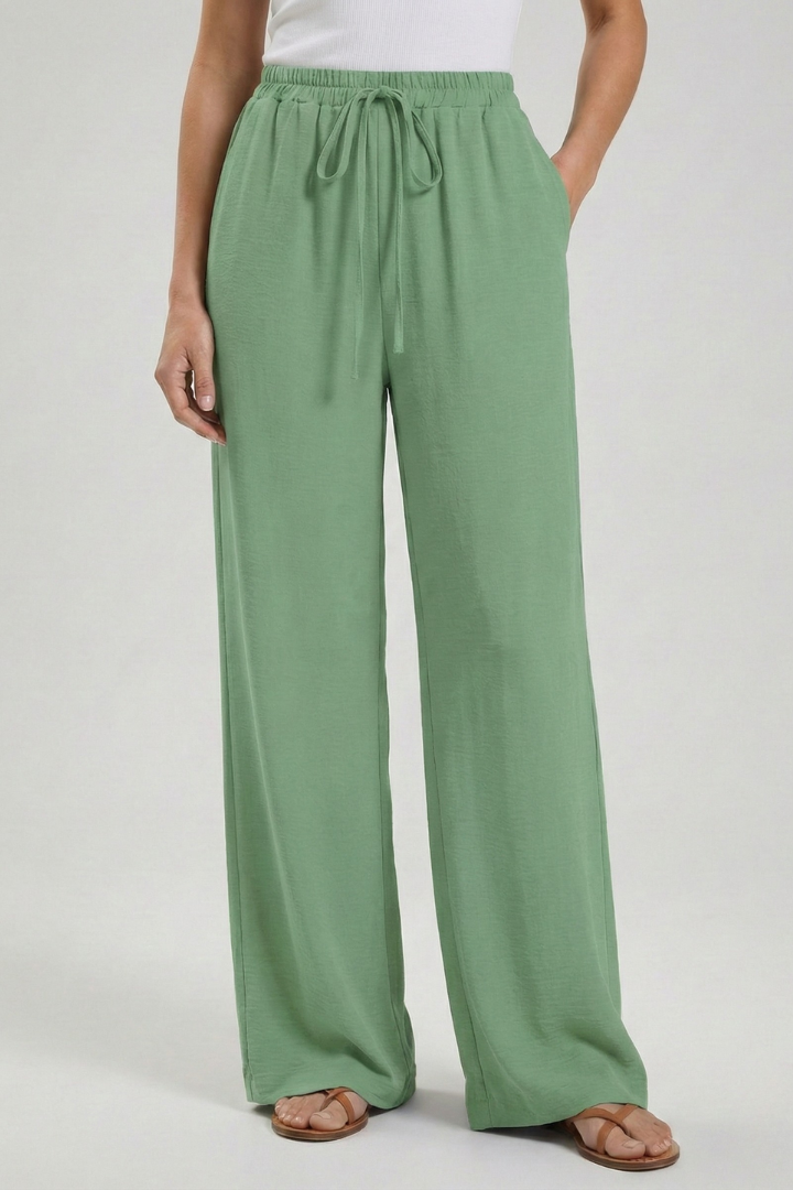Women's Drawstring Palazzo Pants with Side Pockets