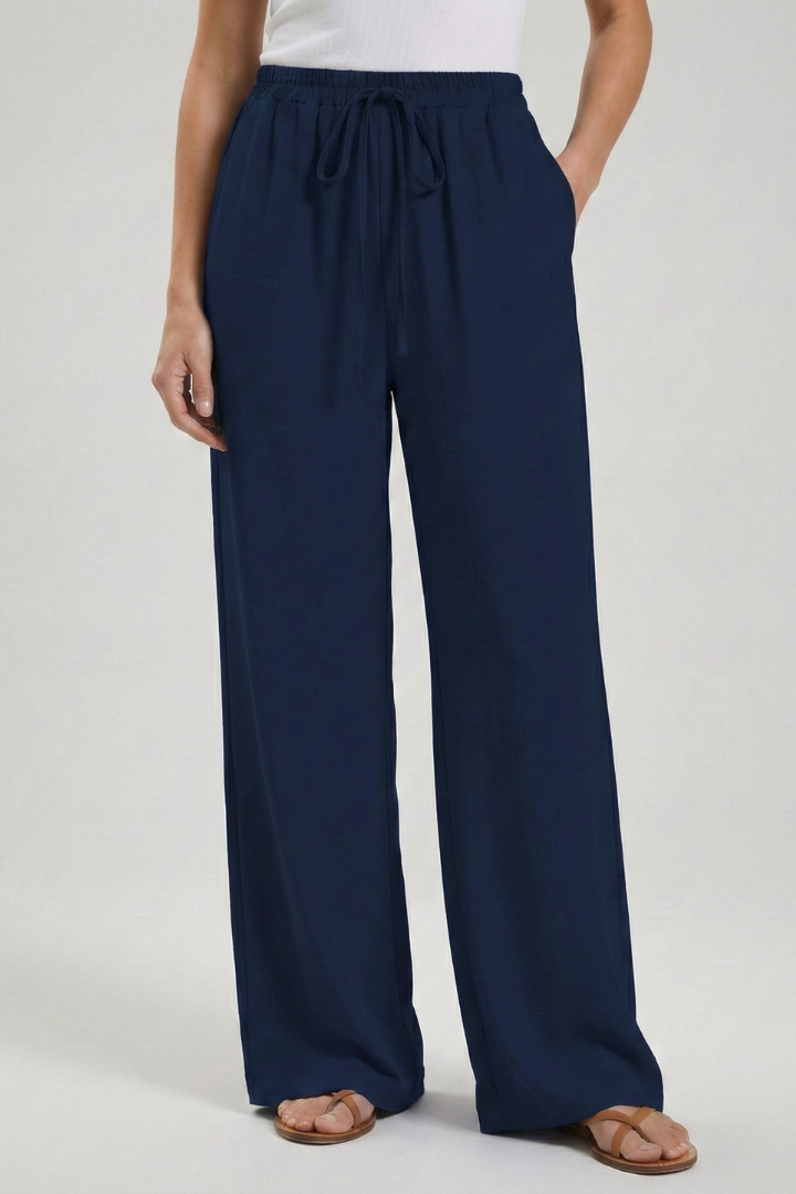 Women's Drawstring Palazzo Pants with Side Pockets