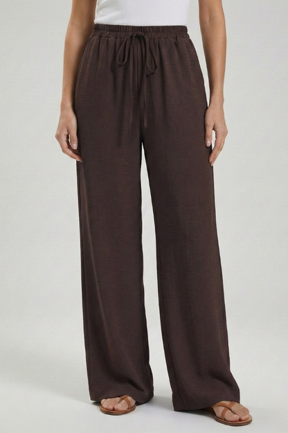 Women's Drawstring Palazzo Pants with Side Pockets