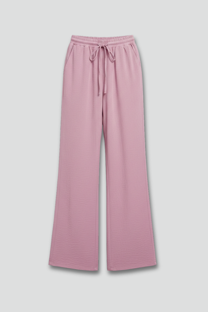 Women's Elastic-Waist Casual Palazzo Trousers with Side Pockets