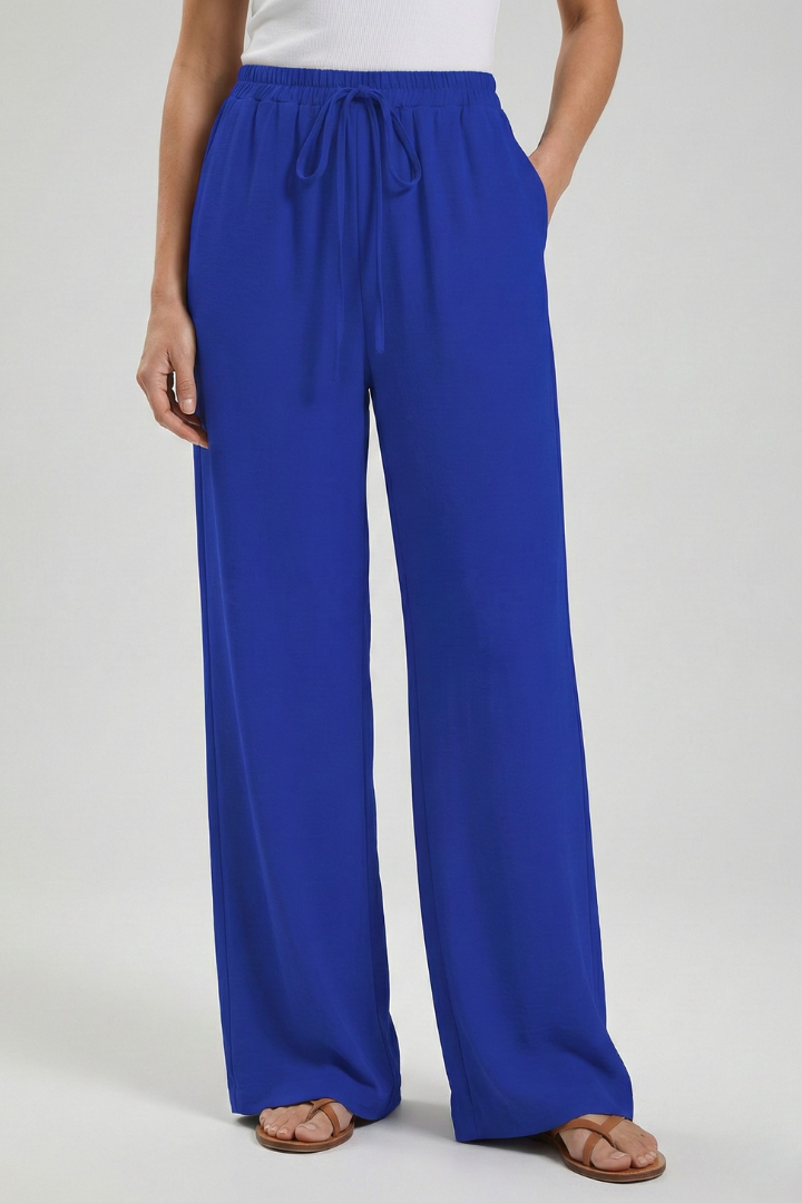 Women's Drawstring Palazzo Pants with Side Pockets