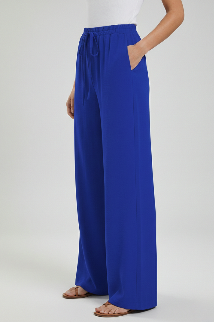 Women's Drawstring Palazzo Pants with Side Pockets