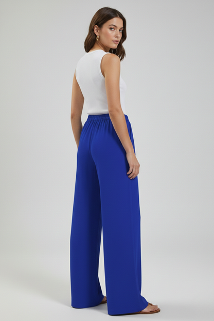 Women's Drawstring Palazzo Pants with Side Pockets