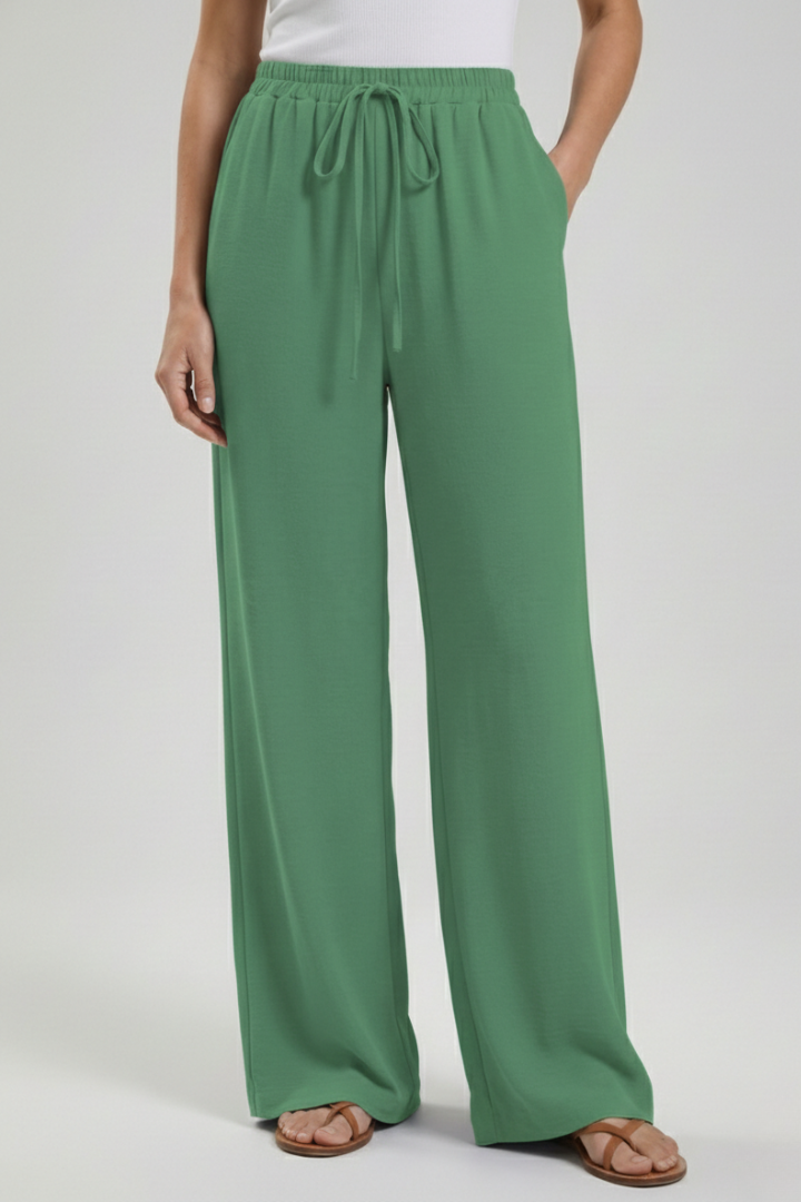 Women's Drawstring Palazzo Pants with Side Pockets