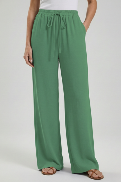 Women's Drawstring Palazzo Pants with Side Pockets