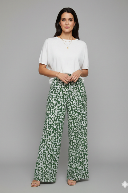Women's Floral Print Wide-Leg Casual Palazzo Pants