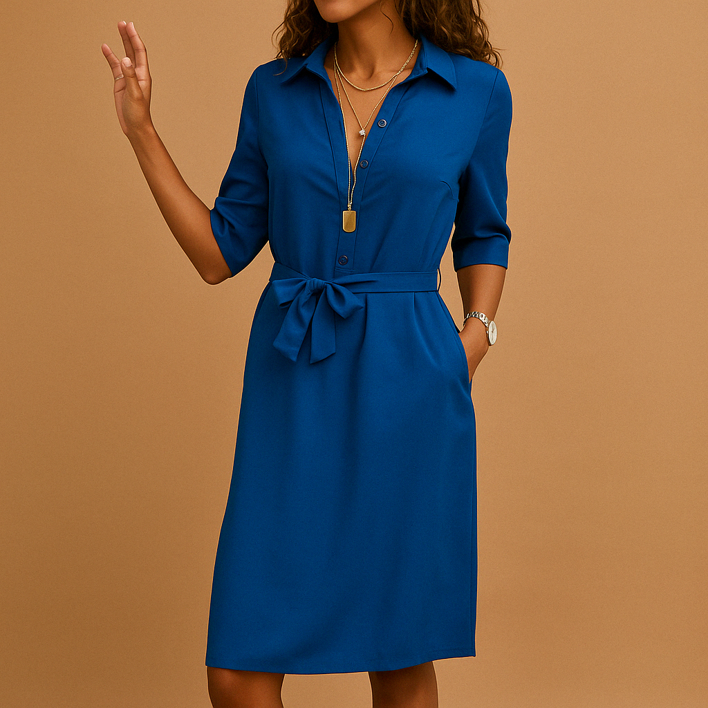 Tie-Waist Spring Shirt Dress for Women