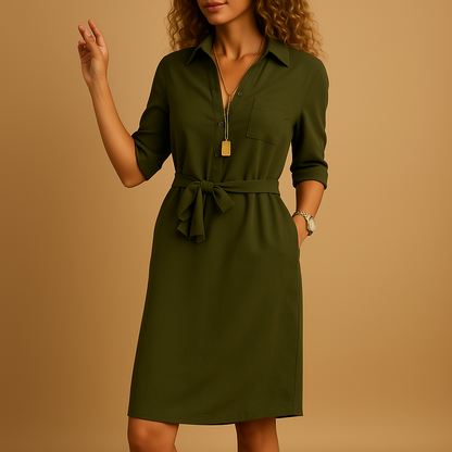 Tie-Waist Spring Shirt Dress for Women
