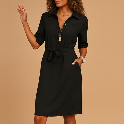 Tie-Waist Spring Shirt Dress for Women