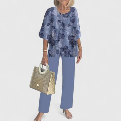 Women's Patterned Two-Piece Top and Pants Set