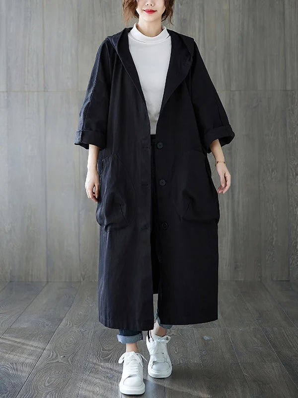 Oversized Hooded Outercoat with Side Pockets