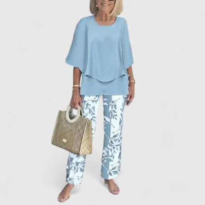 Women's Patterned Two-Piece Top and Pants Set