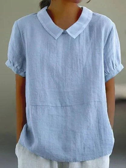 Women's Peter Pan Collar Linen Top