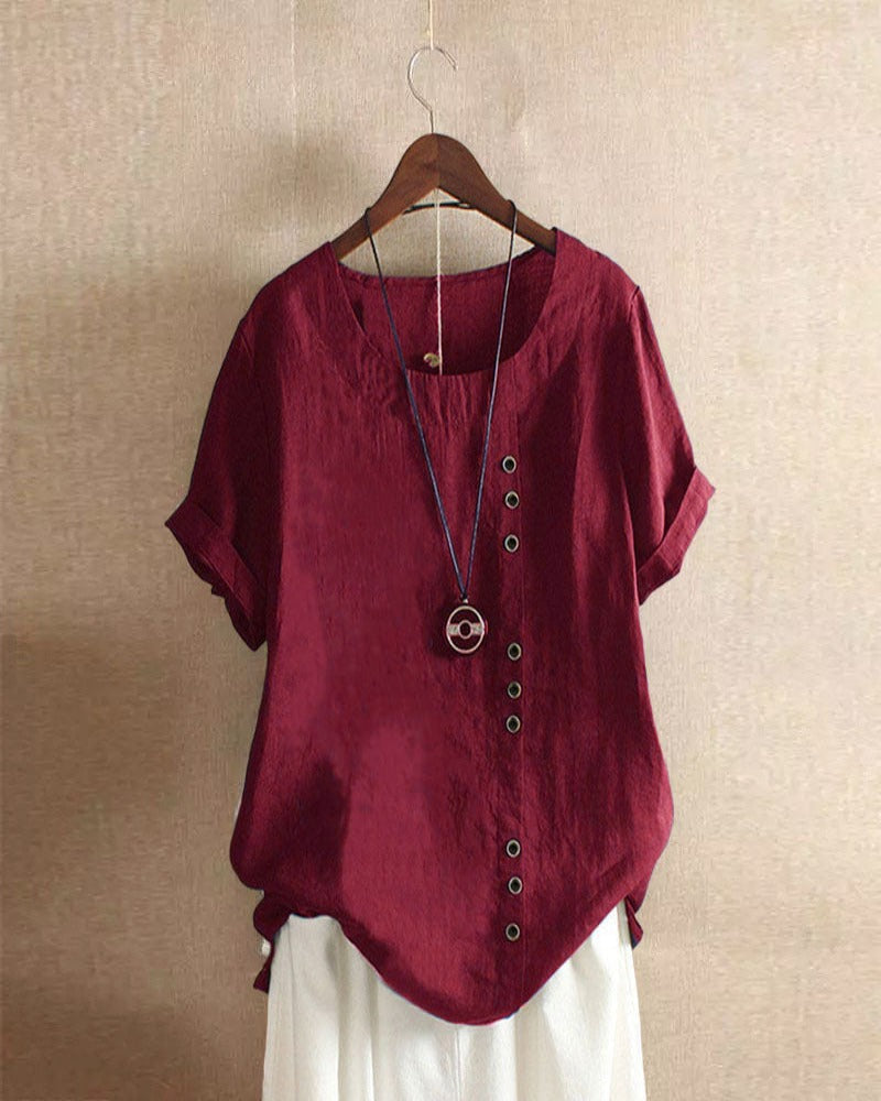 Women's Casual Summer Button-Accent Blouse