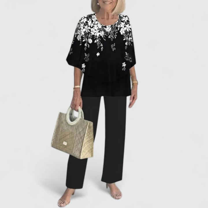 Women's Patterned Two-Piece Top and Pants Set
