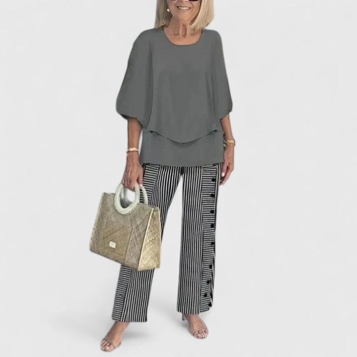 Women's Patterned Two-Piece Top and Pants Set