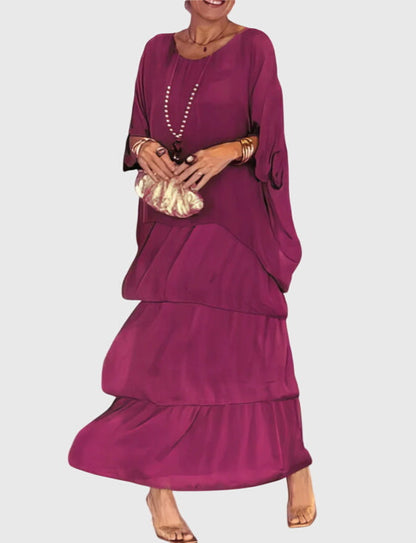 Women's Bohemian Tiered Maxi Dress with Shorts