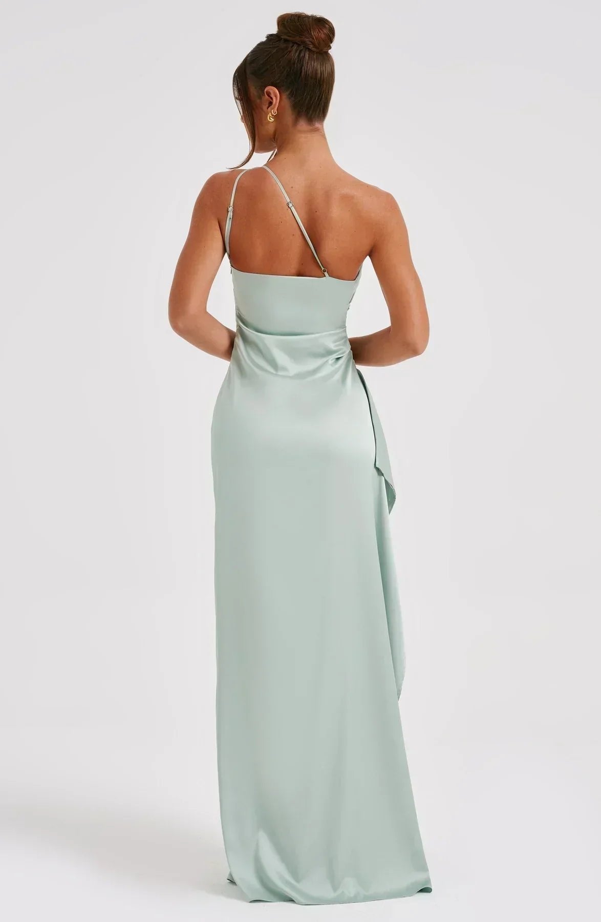 Women's One-Shoulder High-Slit Asymmetric Maxi Dress