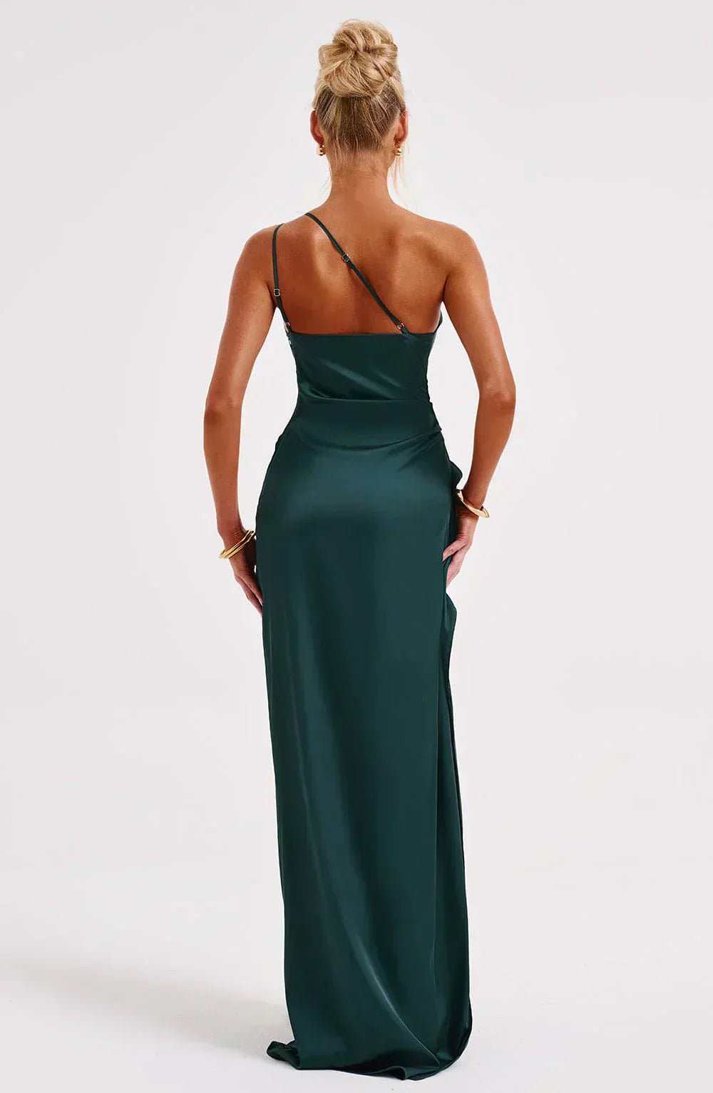 Women's One-Shoulder High-Slit Asymmetric Maxi Dress