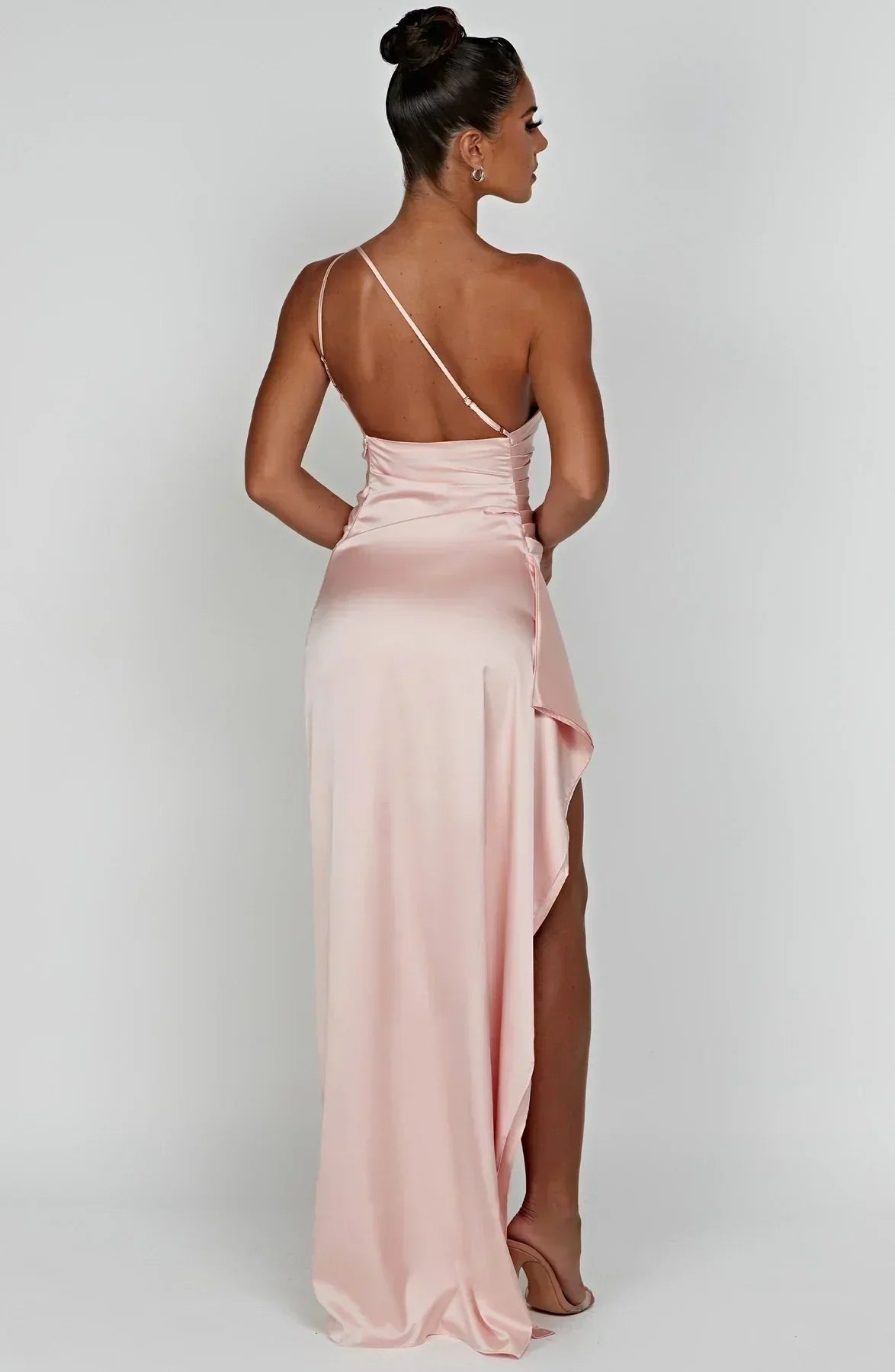Women's One-Shoulder High-Slit Asymmetric Maxi Dress