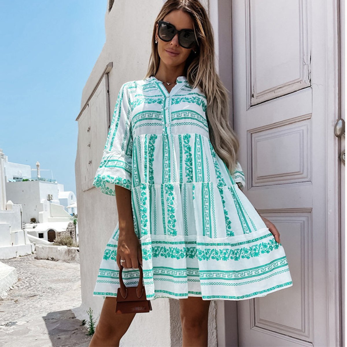 Women's Tiered Bohemian Summer Tunic Dress in Loose Fit