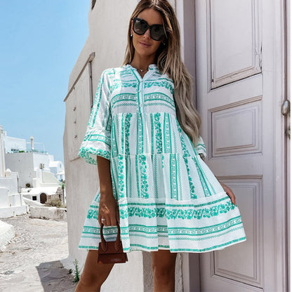 Women's Tiered Bohemian Summer Tunic Dress in Loose Fit