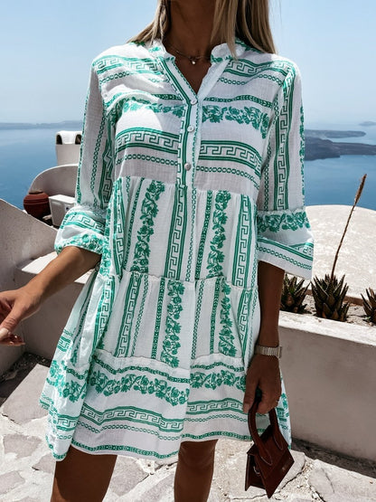 Women's Tiered Bohemian Summer Tunic Dress in Loose Fit