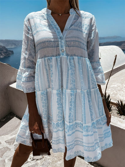 Women's Tiered Bohemian Summer Tunic Dress in Loose Fit